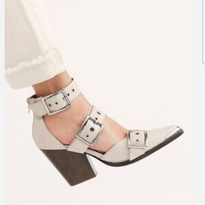 Free People Jeffrey Campbell Hendrix  Leather Buckle Heels Size 6